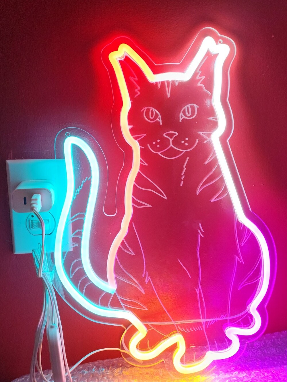 Very Cool Colored LED CAT Light Sign with Dimmer Switch, USB POWERED